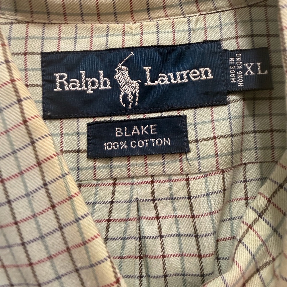 Ralph Lauren Beige and Burgundy Plaid Shirt